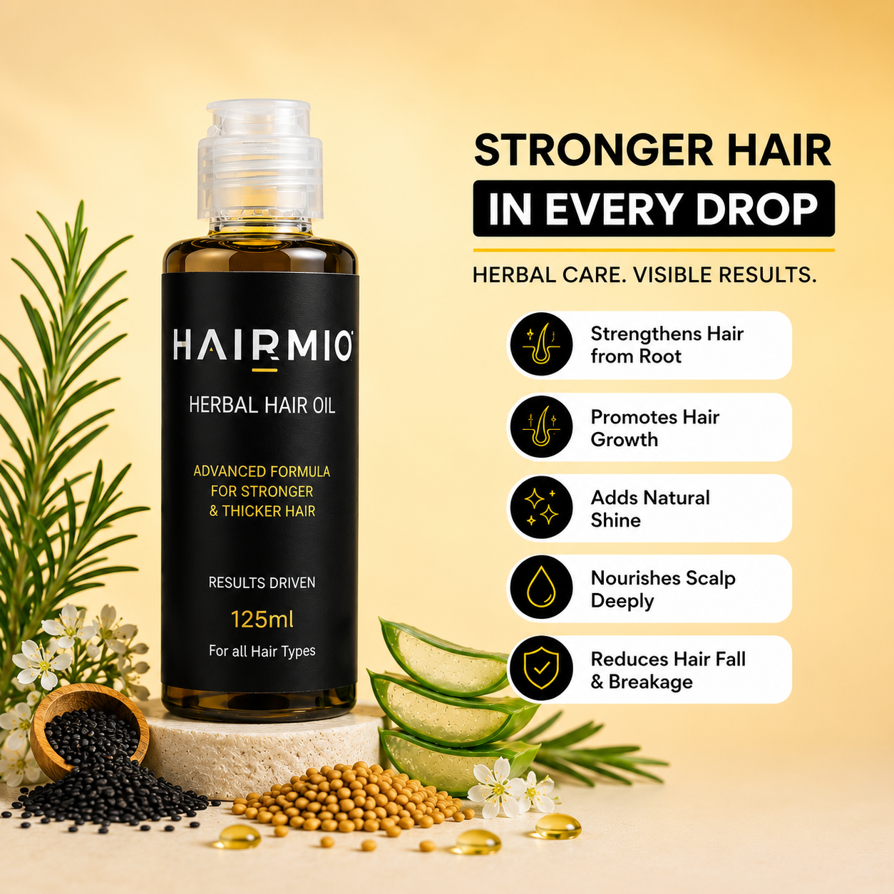 Hairmio™ - Hair & Beard Growth Oil (125ml) Hairmio